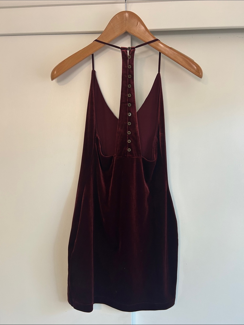 Velvet Button-Down Back Mini Dress in Deep Plum (M) - Picture 2 of 3
